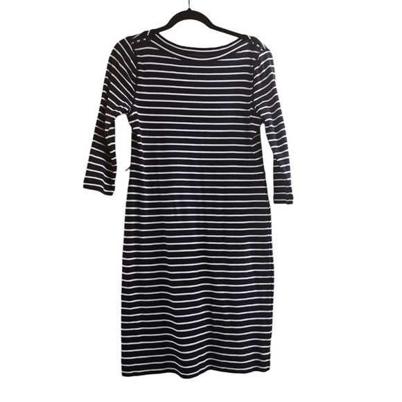 RLR Ralph Lauren MIDI Length white and Blue Stripped Dress - Picture 2 of 4